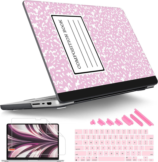 Tuiklol for M4 MacBook Pro 14 Inch Case 2024-2021 Release A3112 A3401 A3185/M3 A2918 A2992/M2 A2779/M1 A2442 Pro/Max Chip,Hard Shell Case with Screen Protector for Touch ID,Composition Book