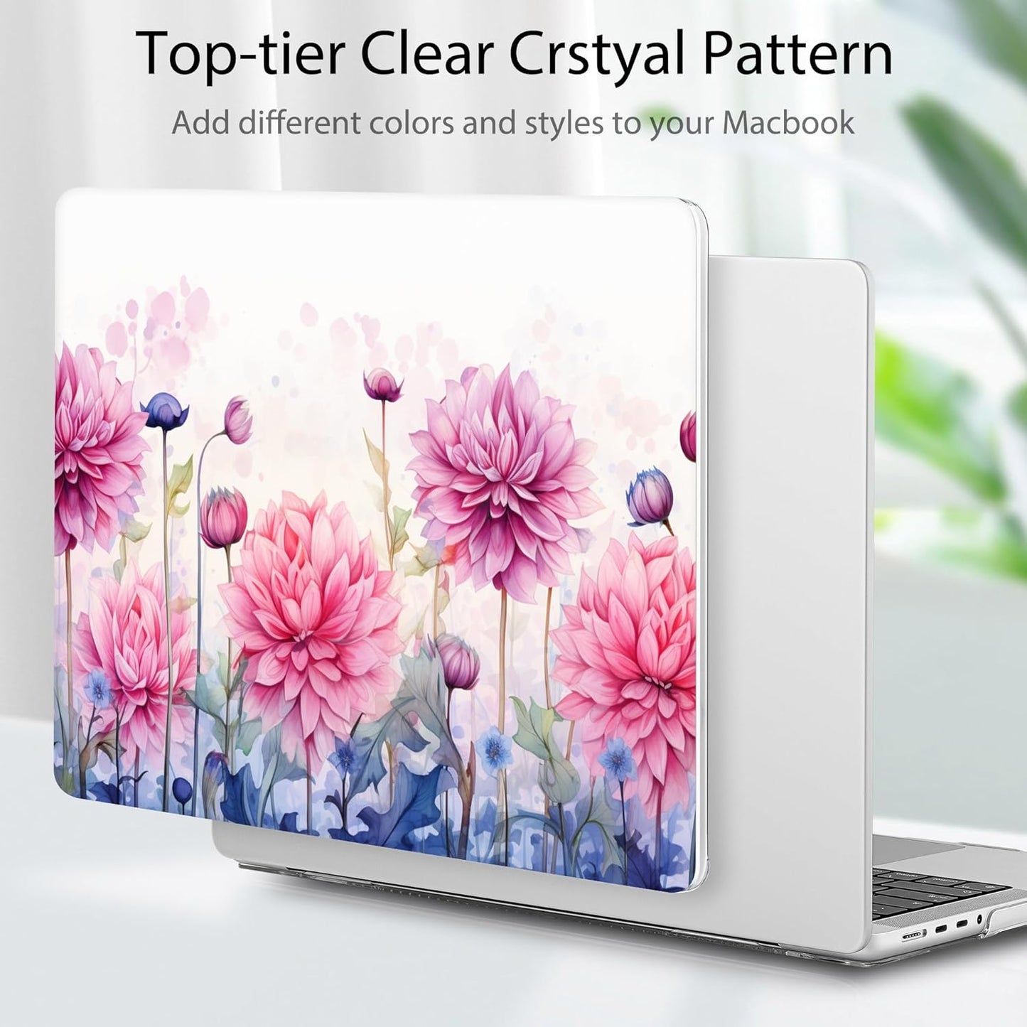 Tuiklol for MacBook Pro 14 Inch Case 2024-2021 Release M4 A3112 A3401 A3185/M3 A2918 A2992/M2 A2779/M1 A2442 Pro/Max,Hard Shell Case with Keyboard Cover & Screen Protector for Touch ID,Pink Flowers