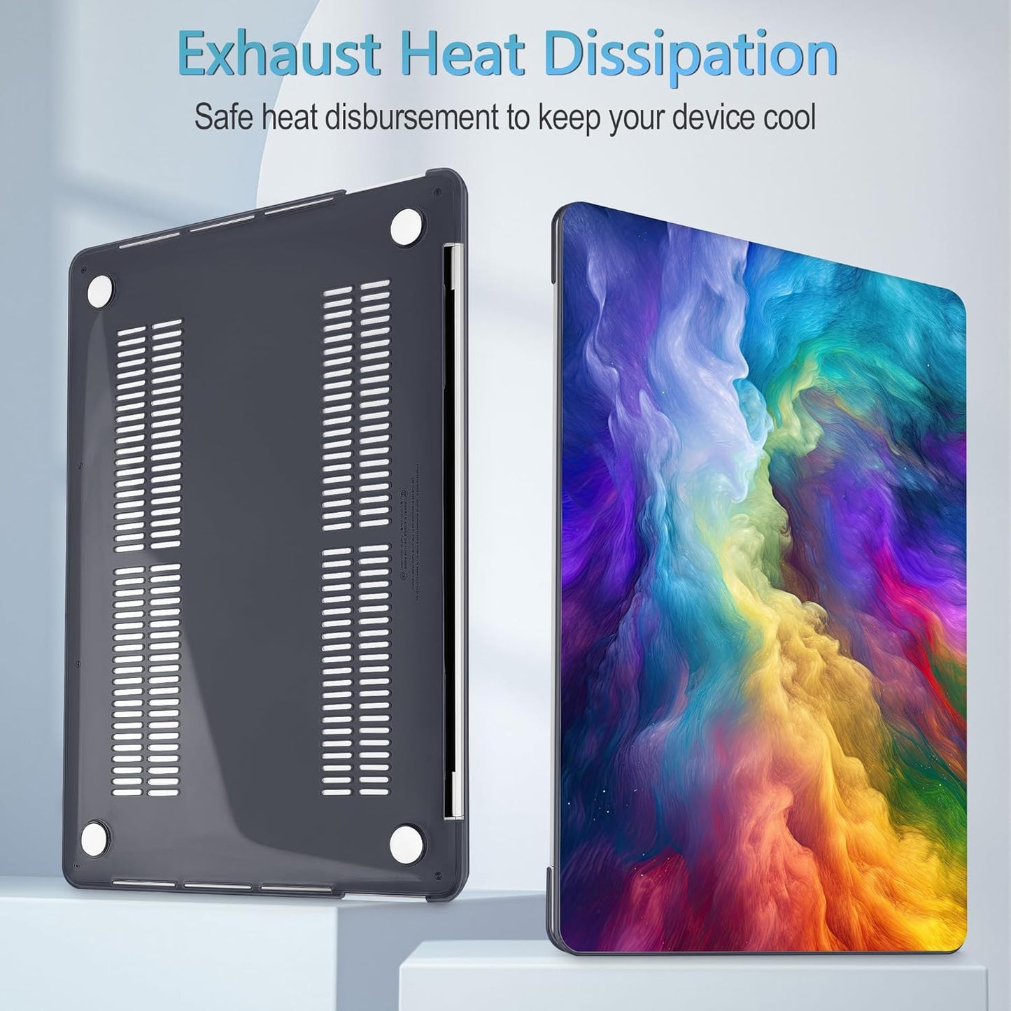 Mektron Case for MacBook Pro 16 Inch A2141 Cover 2019 Release 16" with Liquid Retina Display/Touch ID, Plastic Hard Shell with Keyboard Skin & Screen Protector & Dust Plug, Rainbow Cosmic