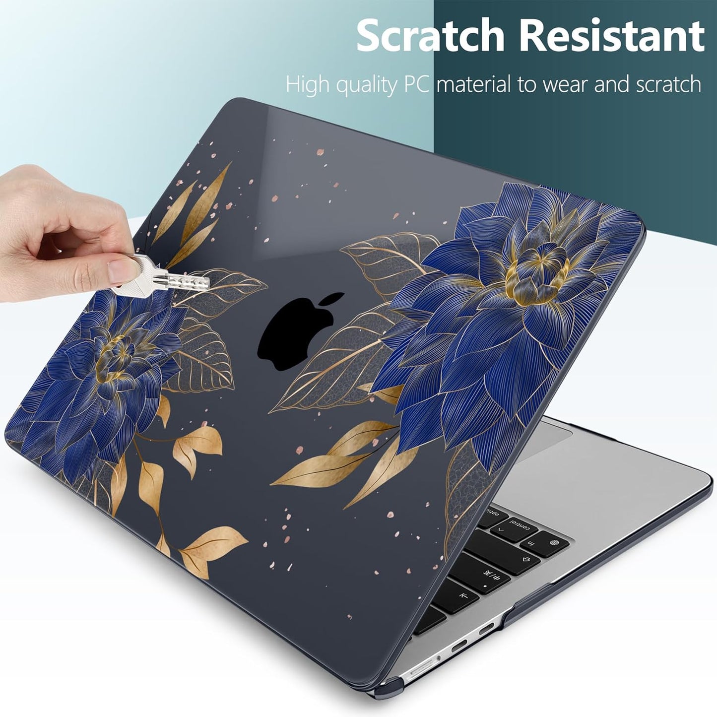 TWOLSKOO for M4 MacBook Air 13.6 inch Case 2025-2022 Release M4 A3240 M3 A3113 M2 A2681, Plastic Hard Shell & Screen Protector & Keyboard Cover & Trackpad Film, Dahlia Flowers