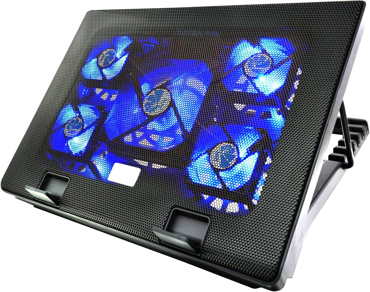Laptop Cooling Pad 17inch 15.6 14 13 12inch Gaming Cooler Pad Chill Mat 5 Quiet Fans LED Lights and 2 USB 2.0 Ports Adjustable Mounts Laptop Stand Height Angle