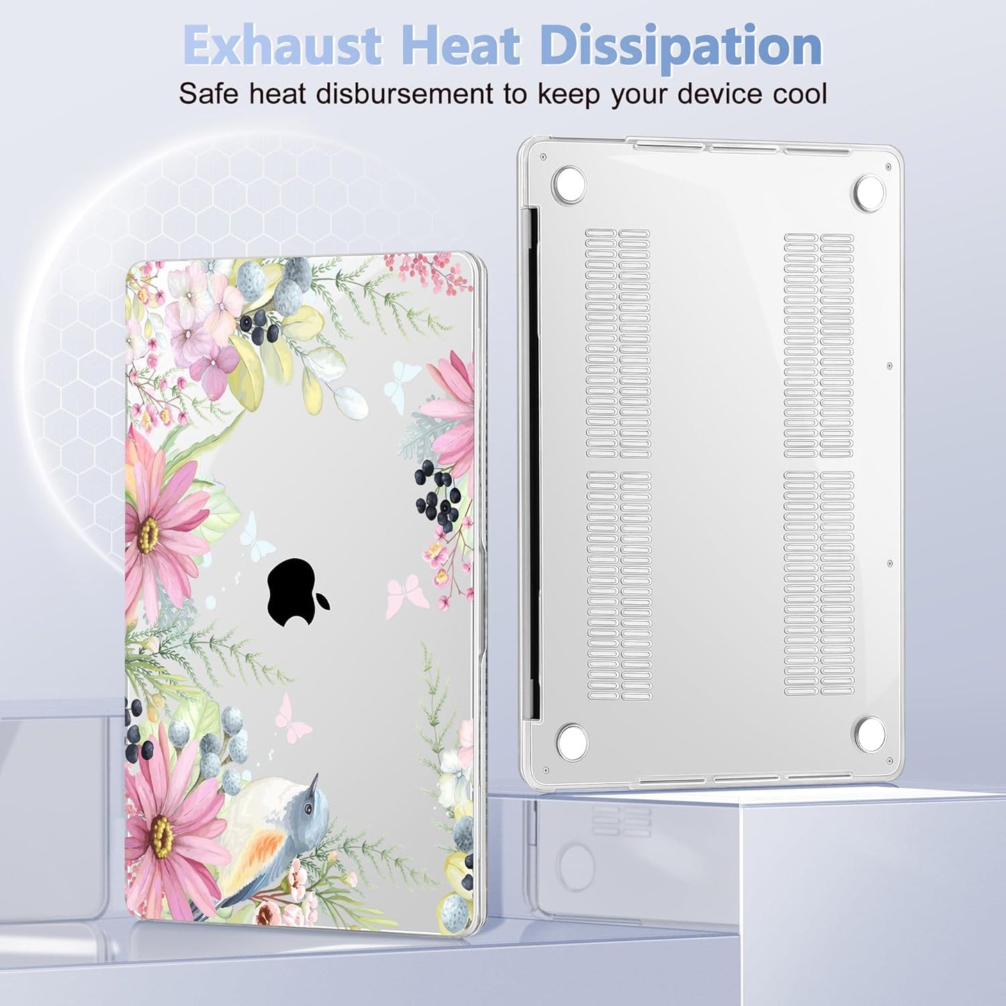 May Chen Compatible with MacBook Pro 13 inch Case 2022 2021 2020 Release Models A2338 M2 M1 A2251 A2289, Plastic Hard Shell Case + Keyboard Cover for Mac Pro 13" with Touch Bar, Blue Bird