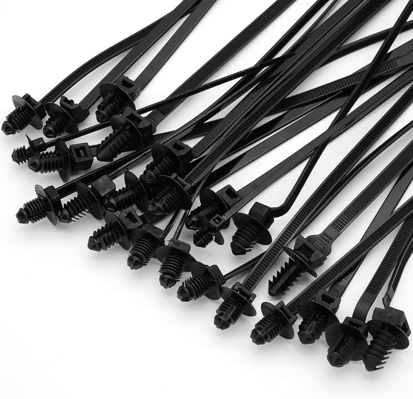 60 Pcs Push Mount Cable Ties Assorted Sizes, Black Nylon Push Mount Zip Ties Wire Harness Clips, 6-Types Snap in Zip Ties Self Locking Automotive Wire Ties for Wire Tying, Automotive