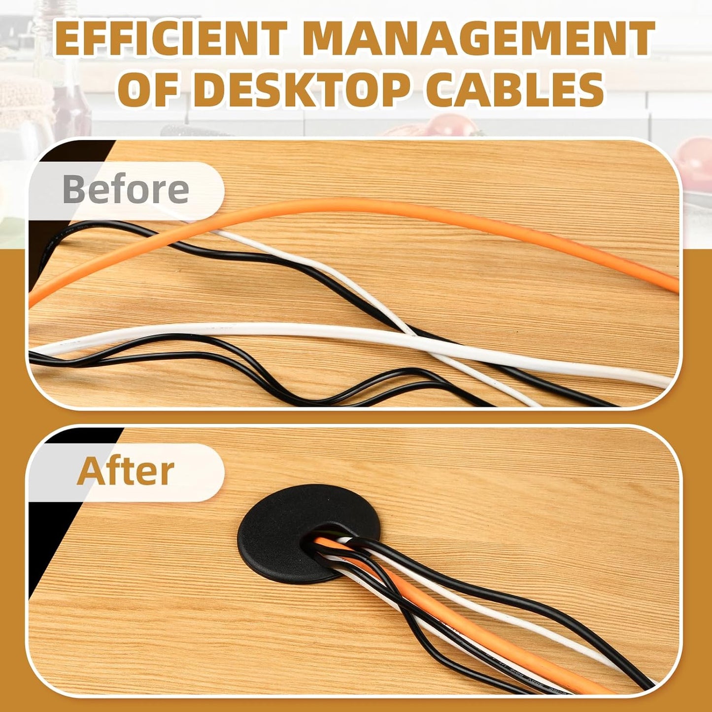 Desk Grommet 2 Inch (50 mm) 10 Pieces, Desk Hole Cover for Cables Black, ABS Plastic Grommet Hole Cover with Hole Saw for Wires Cables Through The Countertop by XIOGZAXI