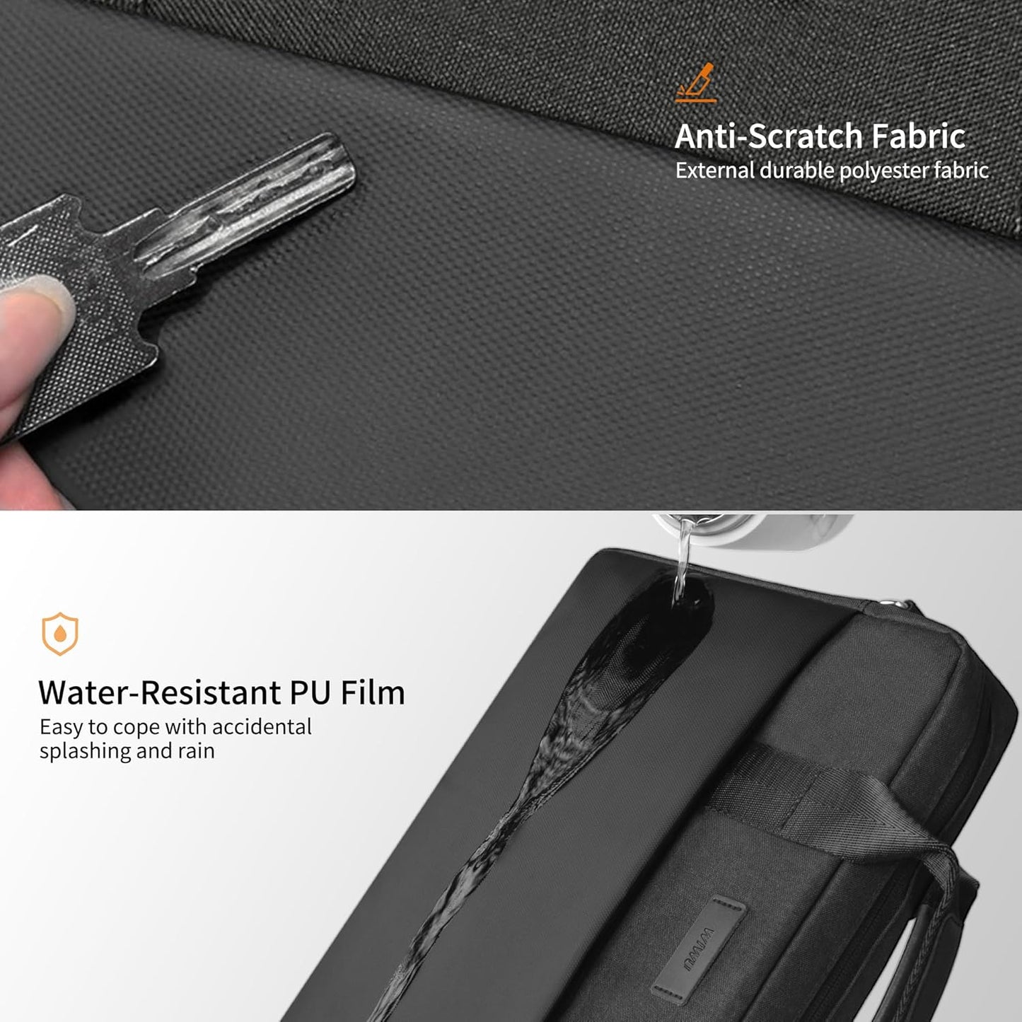 WIWU Laptop Bag 15.6 16 Inch for Men Laptop Case with Shoulder Strap Water-Resistant Messenger Work Bag for Business Compatible with MacBook Air Pro/Dell XPS/HP Envy/Microsoft Surface(Black)