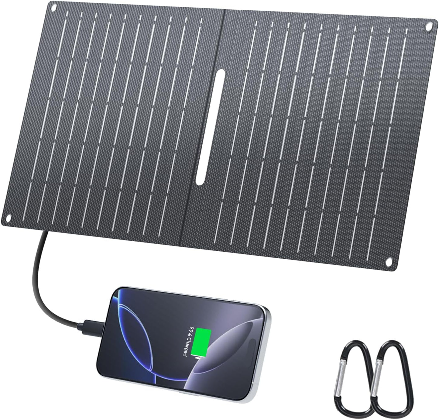Ecosonique 15W Small Solar Charger Panels with USB C USB A Fast Charging Foldable Emergency Power Panels for Camping Backpacking Compatible with Cell Phone, iPhone, Samsung Galaxy, Google Pixel, LG