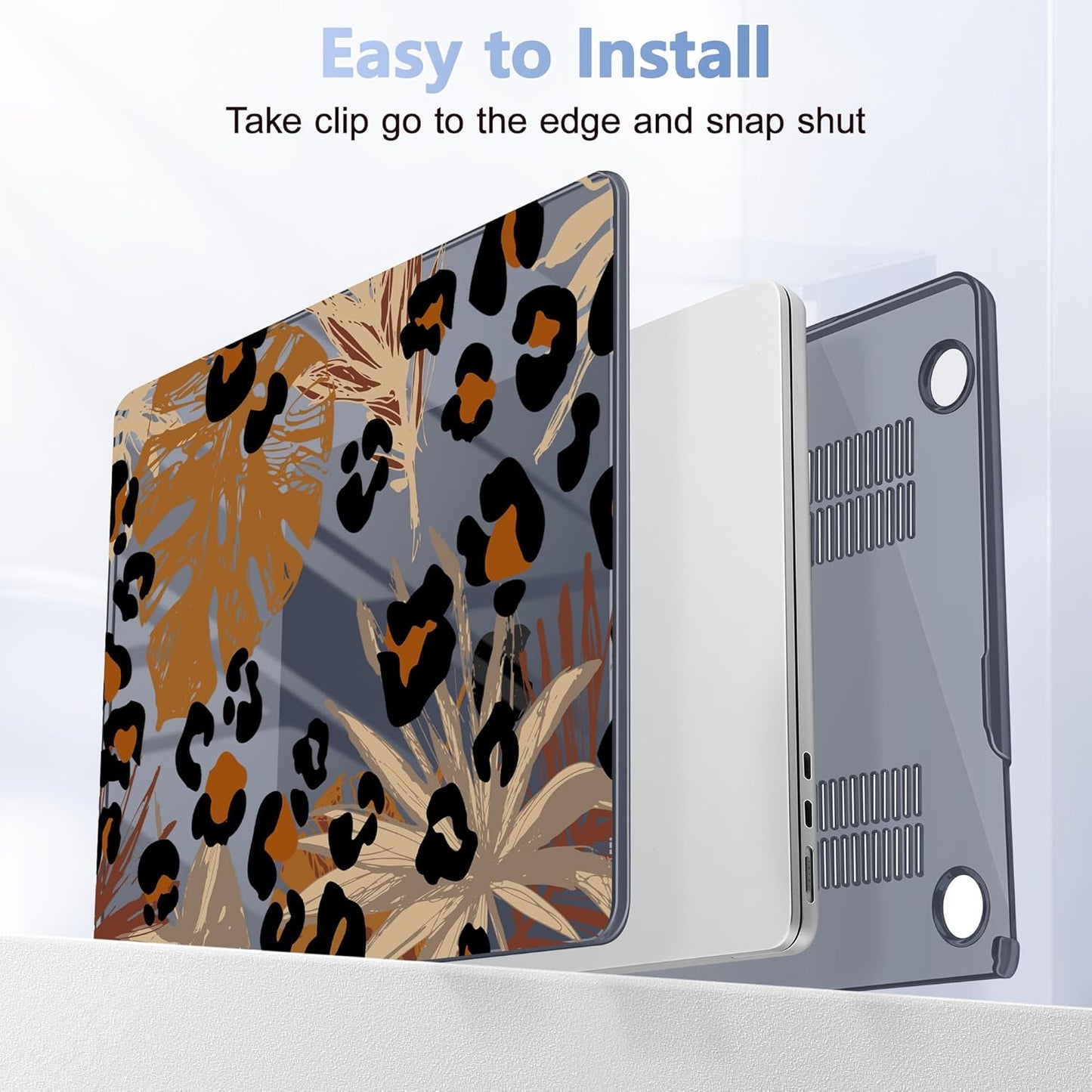 Case for MacBook Air 15 Inch 2025 2024 2023 Release M4 A3241 M3 A3114 M2 A2941, Hard Shell with Screen Protector & Keyboard Cover, Compatible with Touch ID - Palm Leaf