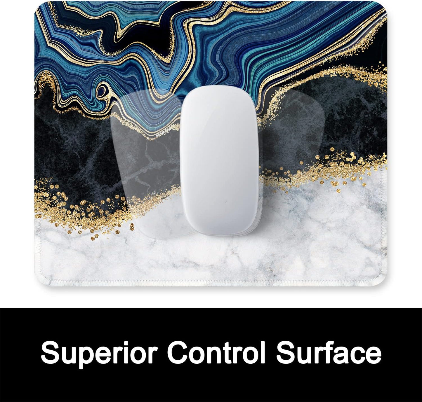 ITNRSIIET Mouse Pad with Stitched Edge Premium Textured Smooth Precise Operation Waterproof Washable Non-Slip Rubber Base Desktop Protection Mat, 10.2×8.3×0.12 inches, Abstract Art Marble