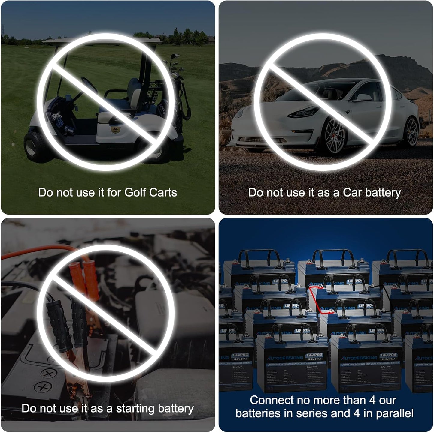 12V 36Ah LiFePO4 Battery, Built in BMS Rechargeable Lithium Battery with Low-Temp Protection, 4000+ Deep Cycles Perfect for Camping, Solar, Boat, Kids Scooters, Power Wheels (2 Packs)