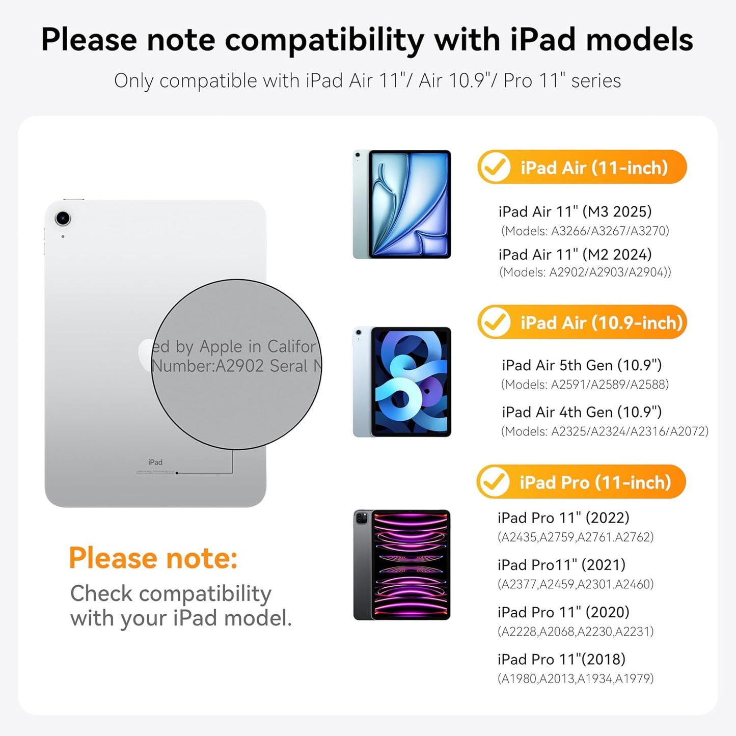 HOU iPad Air 11 Case with Keyboard (M3 2025, M2 2024) Detachable Rotatable Magnetic Full Protection Case, 7-Color Backlight, Touchpad, Elastic Pen Holder for iPad Pro 11 (4th-1st) & Air (5/4th)–Black