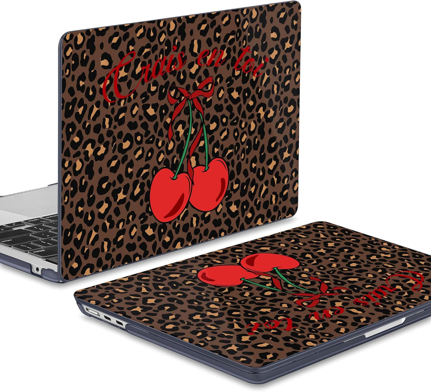 May Chen for MacBook Air 13.6 Inch Case 2025/2024/2023/2022 Release (Model A2681 A3113 A3240, M2 M3 M4 Chip) – Hard Shell Laptop Cover with Keyboard Cover & Screen Protector， Cherry & Leopard