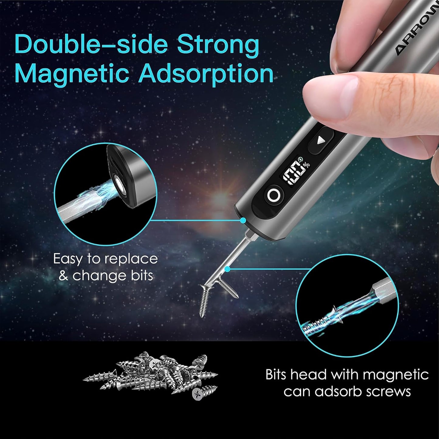 AM ARROWMAX Mini Electric Screwdriver & Drilling Adapter, 600RPM Precision Screwdriver | Mini Electric Drill 2 in 1 Tool Set, 70 Bit, 5 Torque Settings, Power Screwdriver for Phones Watch Laptops