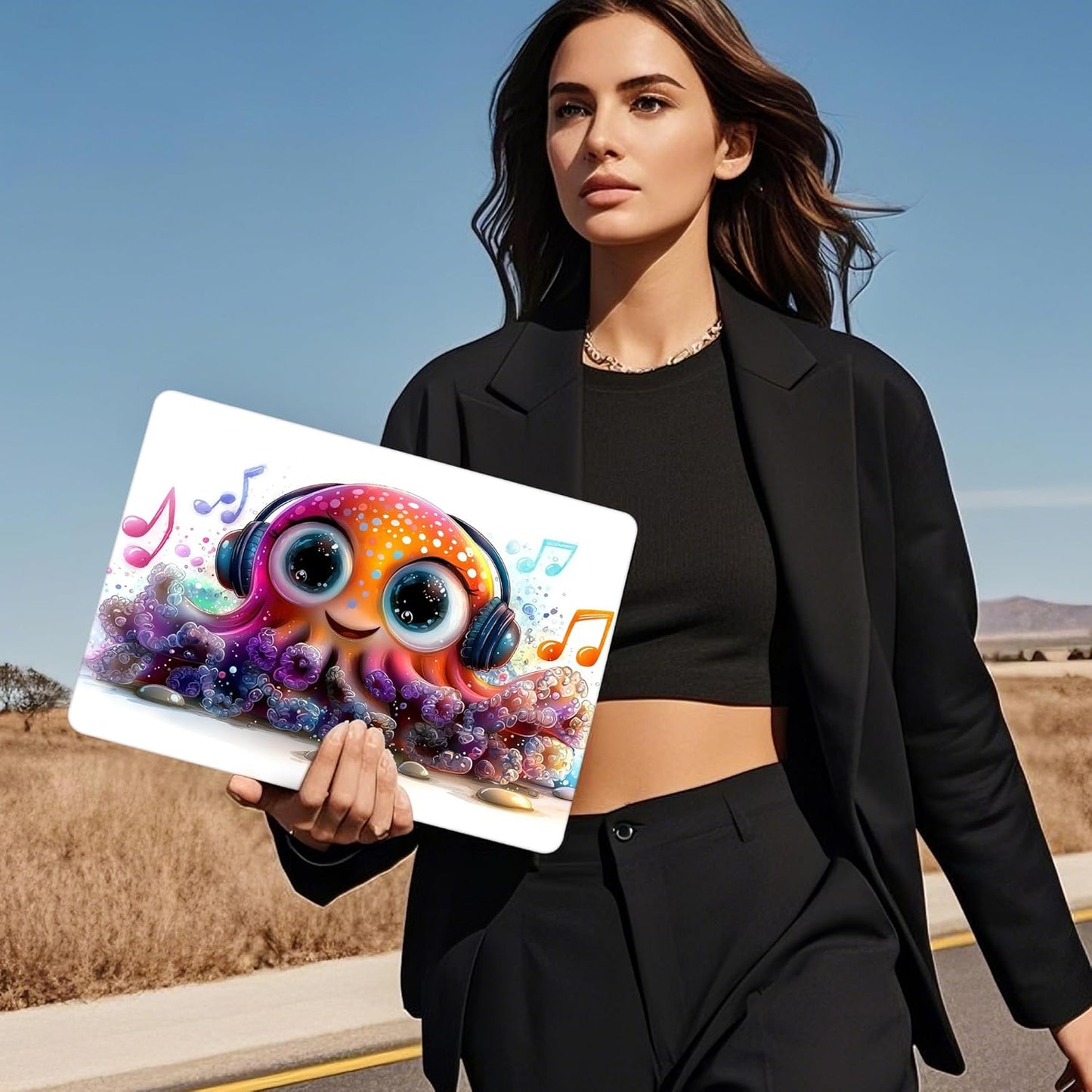 Mektron Compatible with M4 MacBook Air 15 inch Case 2025 A3241 2024 2023 M3 A3114 A2941 M2 Liquid Retina Display Touch ID, Plastic Hard Case & Keyboard Skin & Screen Protector - Cute Octopus