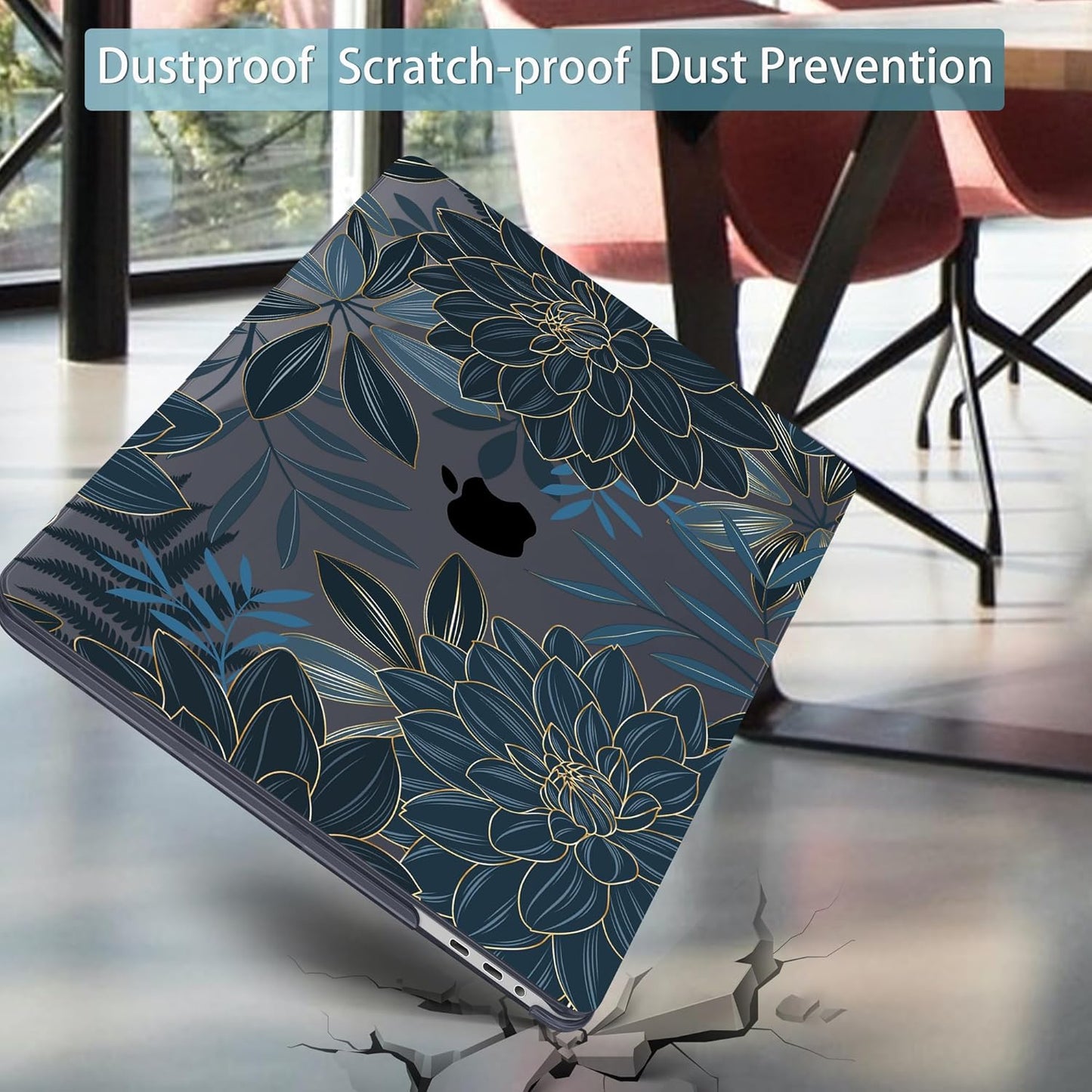 Mektron Designed Case for MacBook Pro 16 Inch A2141 Cover 2019 Release 16" with Liquid Retina Display/Touch ID, Plastic Hard Shell with Keyboard Skin & Screen Protector, Dahlia Flower C035