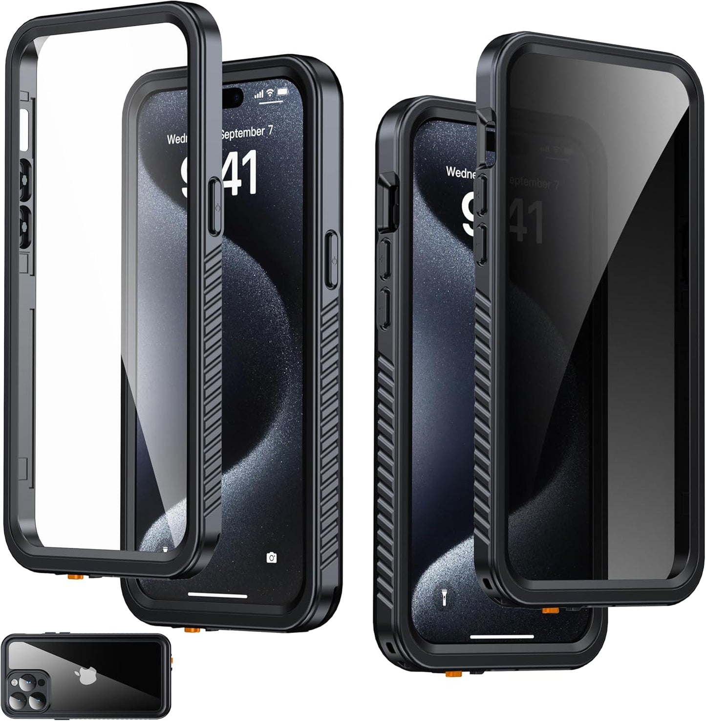 for iPhone 15 Pro Max Case Waterproof - Built-in Privacy Screen Protector & HD Screen Protector [IP68 Underwater] Shockproof Dustproof Full Body Protection iPhone 15 Pro Max Phone Case