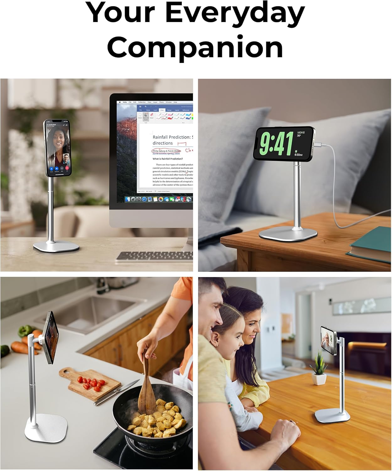 COOPER MagStand - Adjustable Magnetic iPhone Stand for Desk & Phone Holder for Video Recording, Compatible with MagSafe, Stand for iPhone 16 Pro Max, 15/14/13/12, Small Mag Safe Tripod (Cream White)