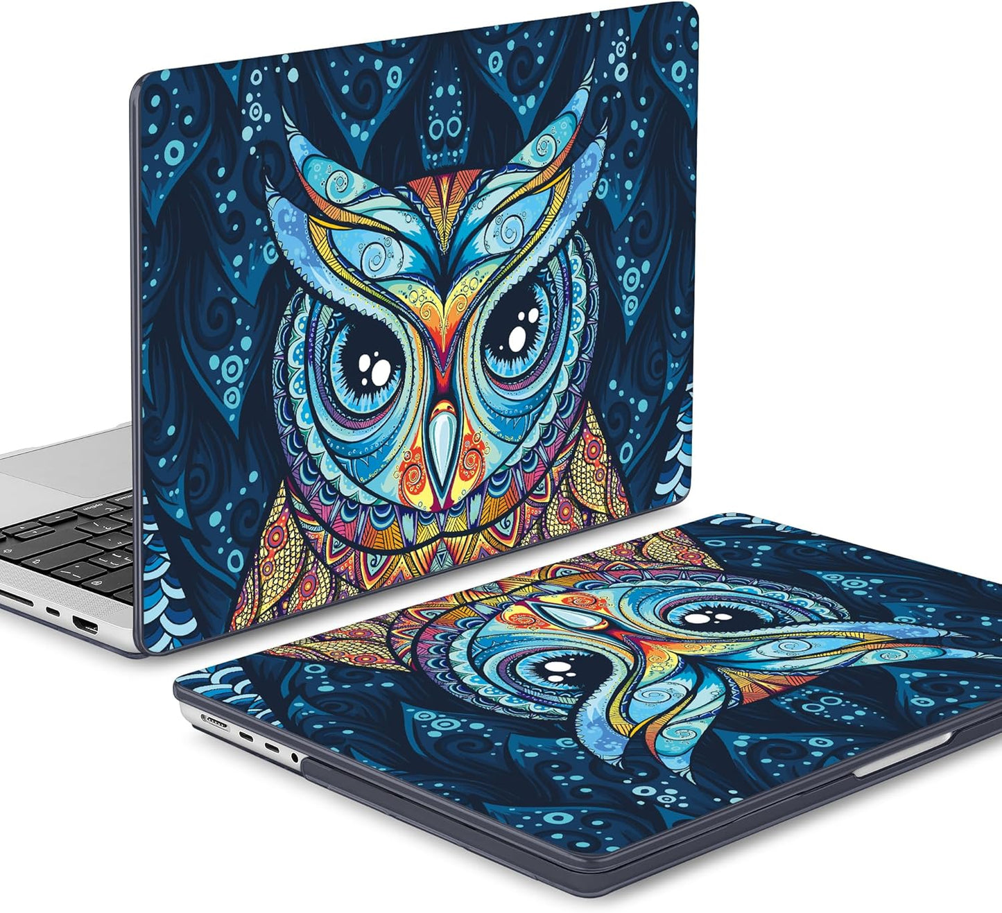 Mektron Case for MacBook Pro 16" M4 A3403 A3186 M3 A2991 M2 A2780 M1 A2485 (2021/2023/2024) Pro/Max with Touch ID, Hard Shell Plastic Laptop Cover Keyboard Cover Screen Protector, Owl