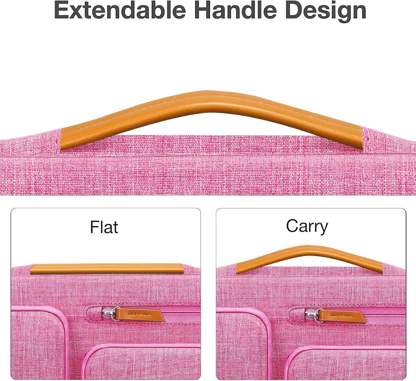 MOSISO 360 Protective Laptop Case 16 inch, 15-15.6 inch Laptop Sleeve Compatible with MacBook Pro 16, HP, Acer, Dell, Lenovo, ASUS, Side Open Carrying Case with 4 Zipper Pockets&Handle, Rose Red