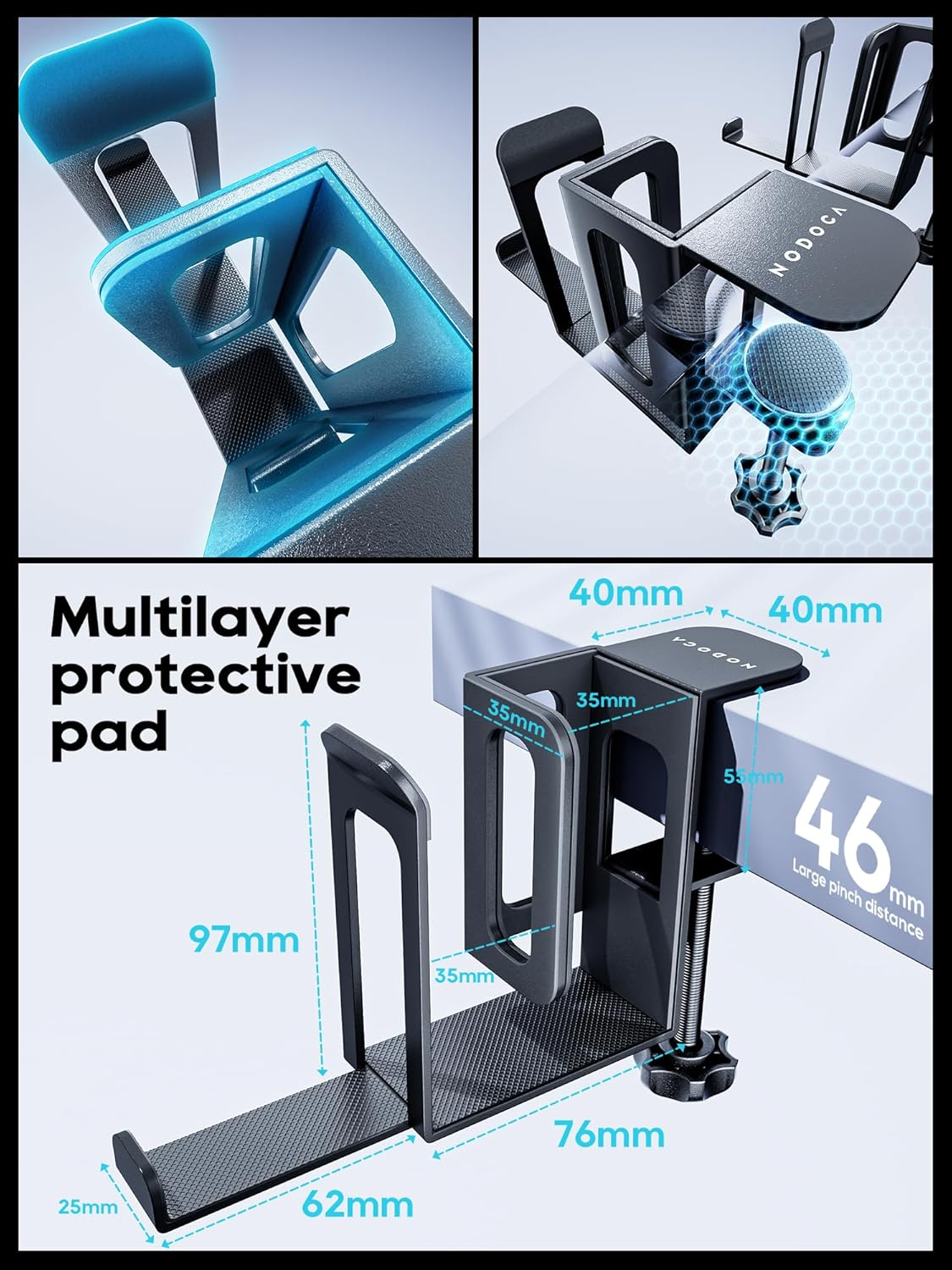 NODOCA 2-Slot Vertical Laptop Stand With Headphone Holder and Desk Side Storage for MacBook/Surface/Samsung/HP/Dell [L, White]