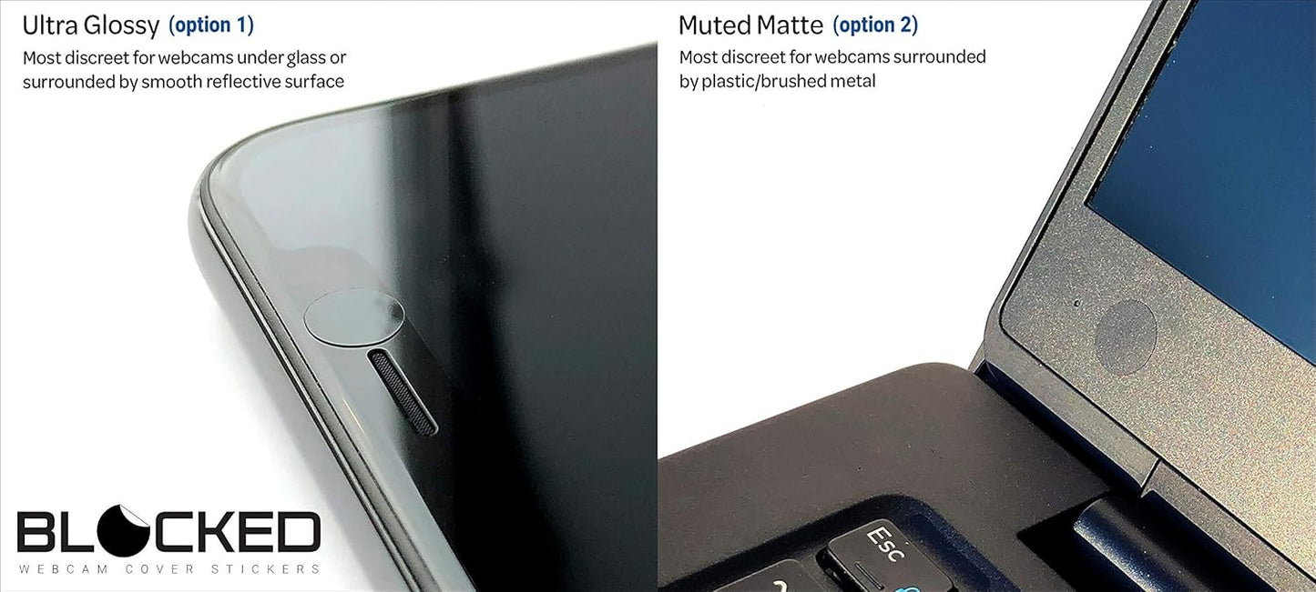 BLOCKED Stackable Webcam/Camera Vinyl Covers | 57 Low-Tack Restickable Webcam Sticker | 3-Sizes | Black 57-Pack (Muted Matte)