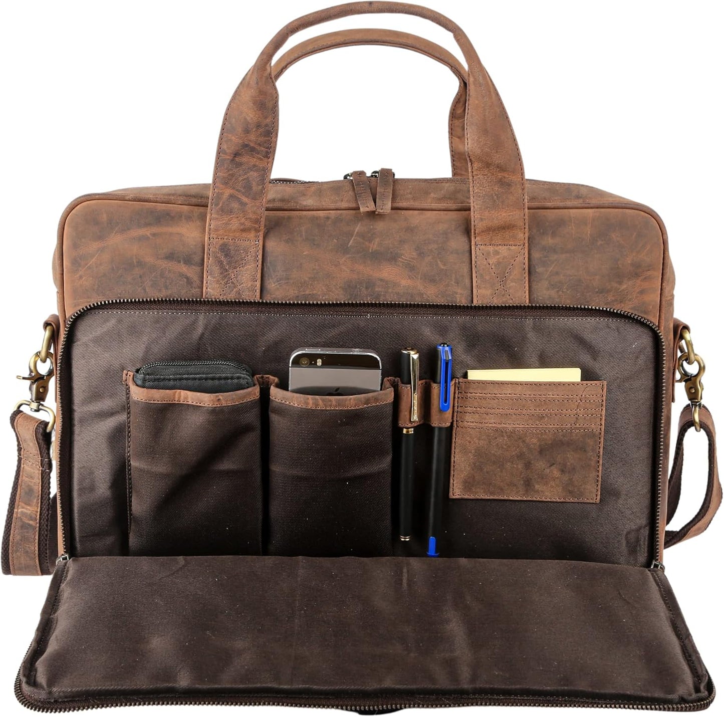 Leather briefcases Laptop Messenger Bags Best Office School College Satchel Bag for Men and Women