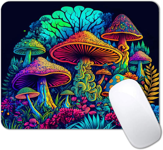IMAYONDIA Psychedelic Mushrooms Mouse Pad, Colorfull Gaming Mouse Pad, Magical Forest Mousepad, Non-Slip Rubber Base Computer Mice Pad for School Home Office, 9.5 x 7.9 Inch, Aesthetic Modern Art