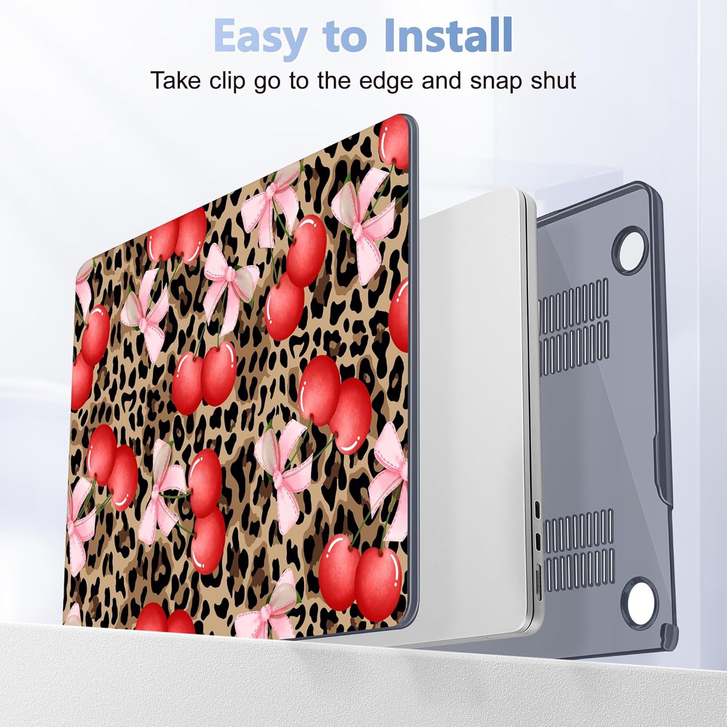 Case for MacBook Air 15 Inch 2025 2024 2023 Release M4 A3241 M3 A3114 M2 A2941, Hard Shell with Screen Protector & Keyboard Cover, Compatible with Touch ID, Leopard Cherry