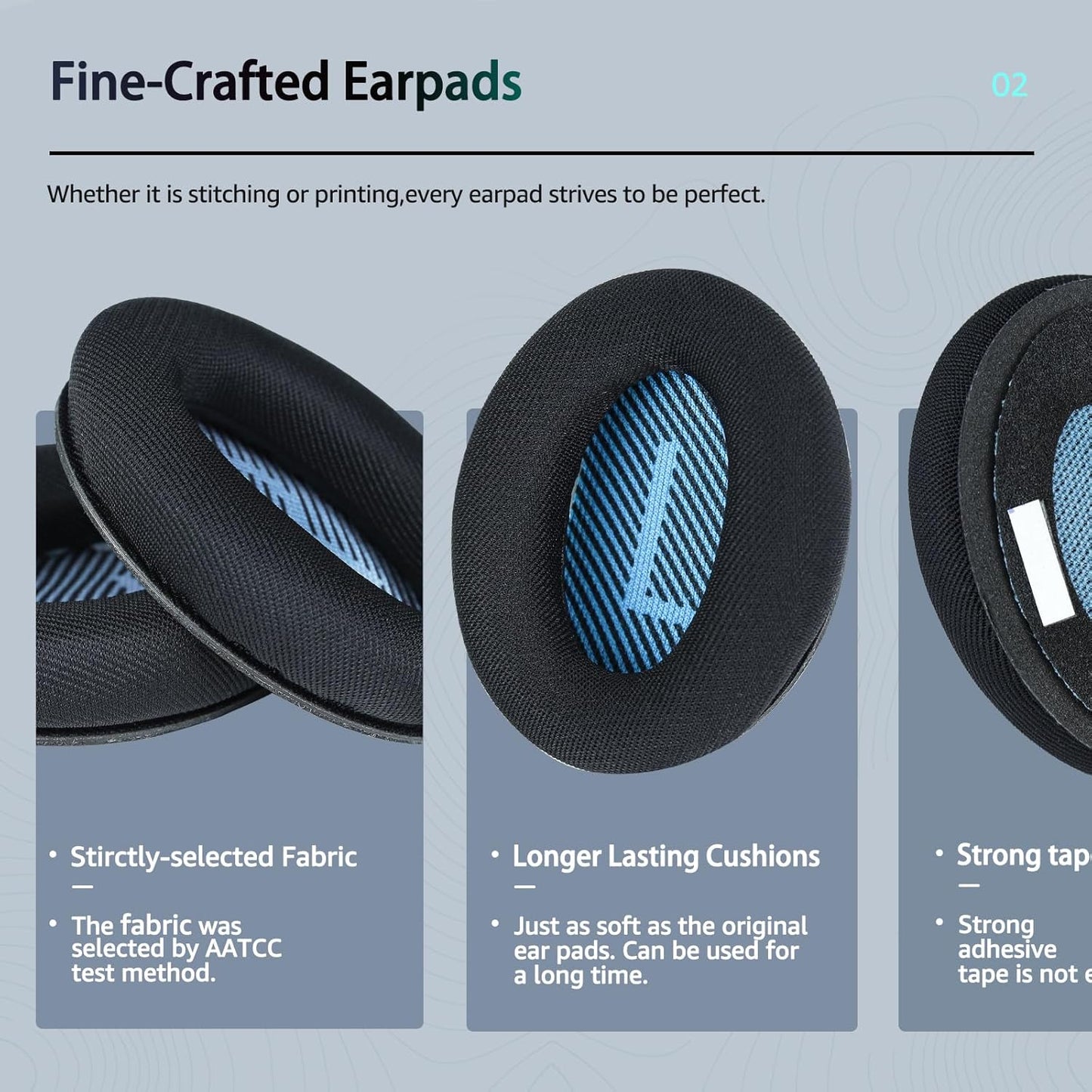 Fabric Comfort -Wzsipod Ear Pads for Bose QuietComfort 35/Qc35ii Headphones, Compatible with QC45 QC25 QC2 QC15 & More Series, Replacement Exclusive Styles, s1