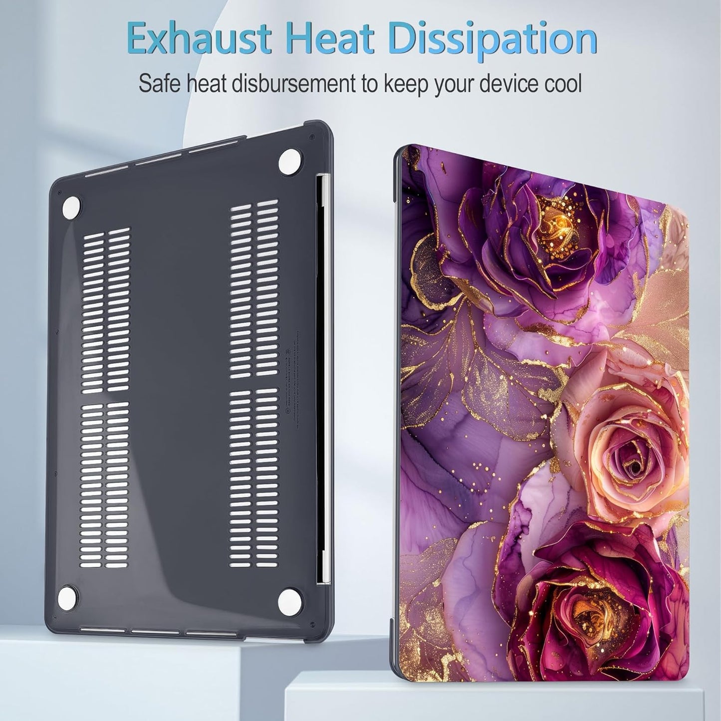 Mektron for MacBook Pro 13-inch Case 2022 2021 2020 Release A2338 M2 M1 A2289 A2251, Printed Plastic Hard Shell Cover for New MacBook Pro 13.3-inch Touch Bar Fits Touch ID，Marble Flowers