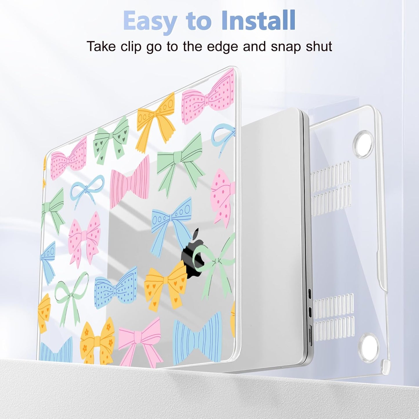 Case for MacBook Air 15 Inch 2025 2024 2023 Release M4 A3241 M3 A3114 M2 A2941, Hard Shell with Screen Protector & Keyboard Cover, Compatible with Touch ID, Colorful Bow