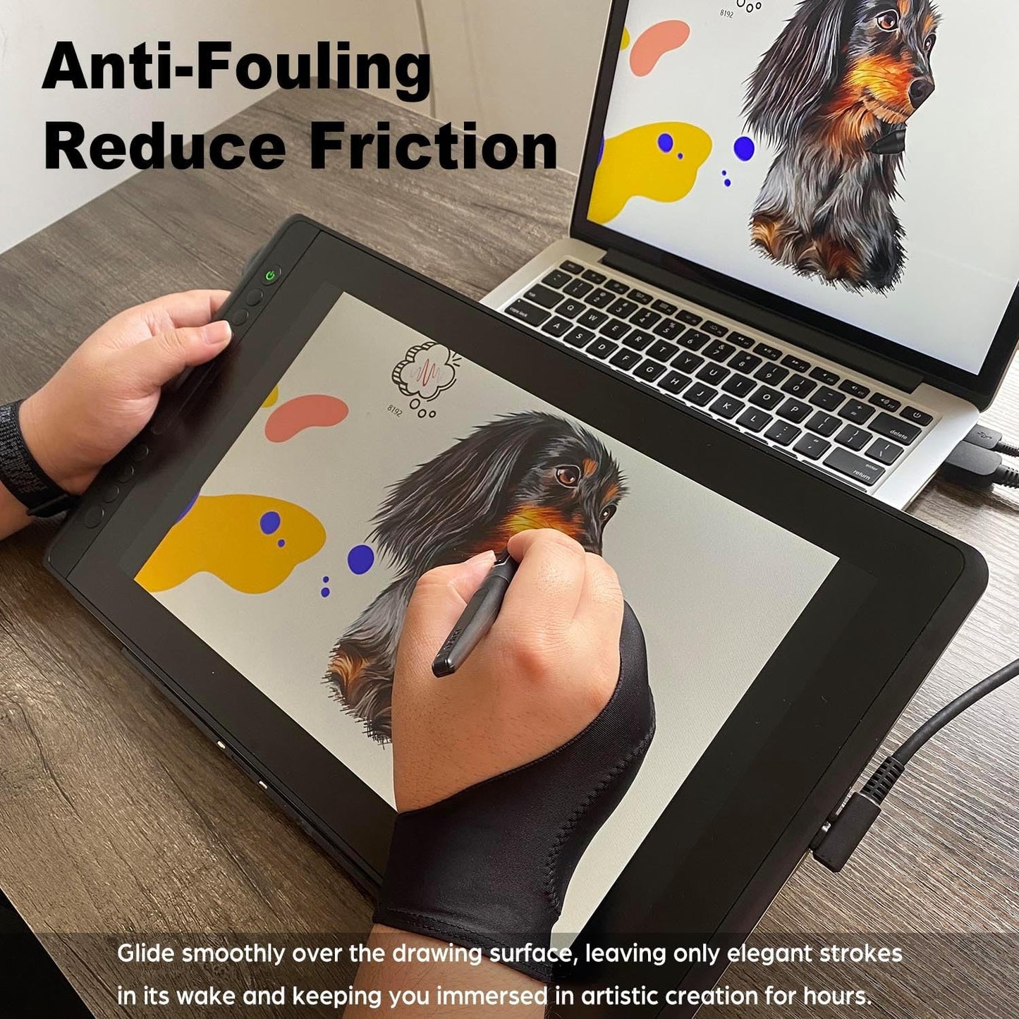 Drawing Glove, Artist Glove for Drawing Tablet iPad, Digital Art Palm Rejection Glove, Good for Left and Right Hand – S, 2 Pack