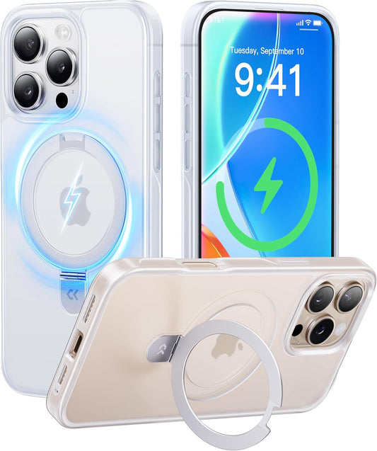CASEKOO Designed for iPhone 16 Pro Max Case with Magnetic Invisible Stand [Military Drop Protection] [Compatible with MagSafe] Shockproof Slim Translucent Matte Promax Case 6.9 Inch，Translucent White