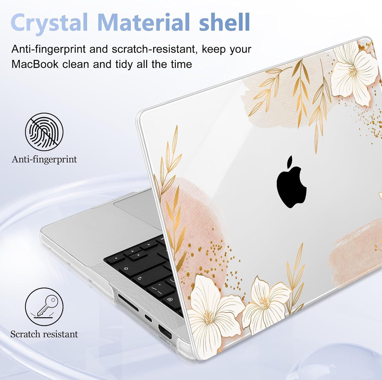 for MacBook Pro 16 inch Case 2021 2022 2023 2024 Release A3186 A3403 M4 A2991 M3 A2780 M2 A2485 M1 Pro/Max, Hard Shell Case with Screen Protector & Keyboard Cover, Floral P295
