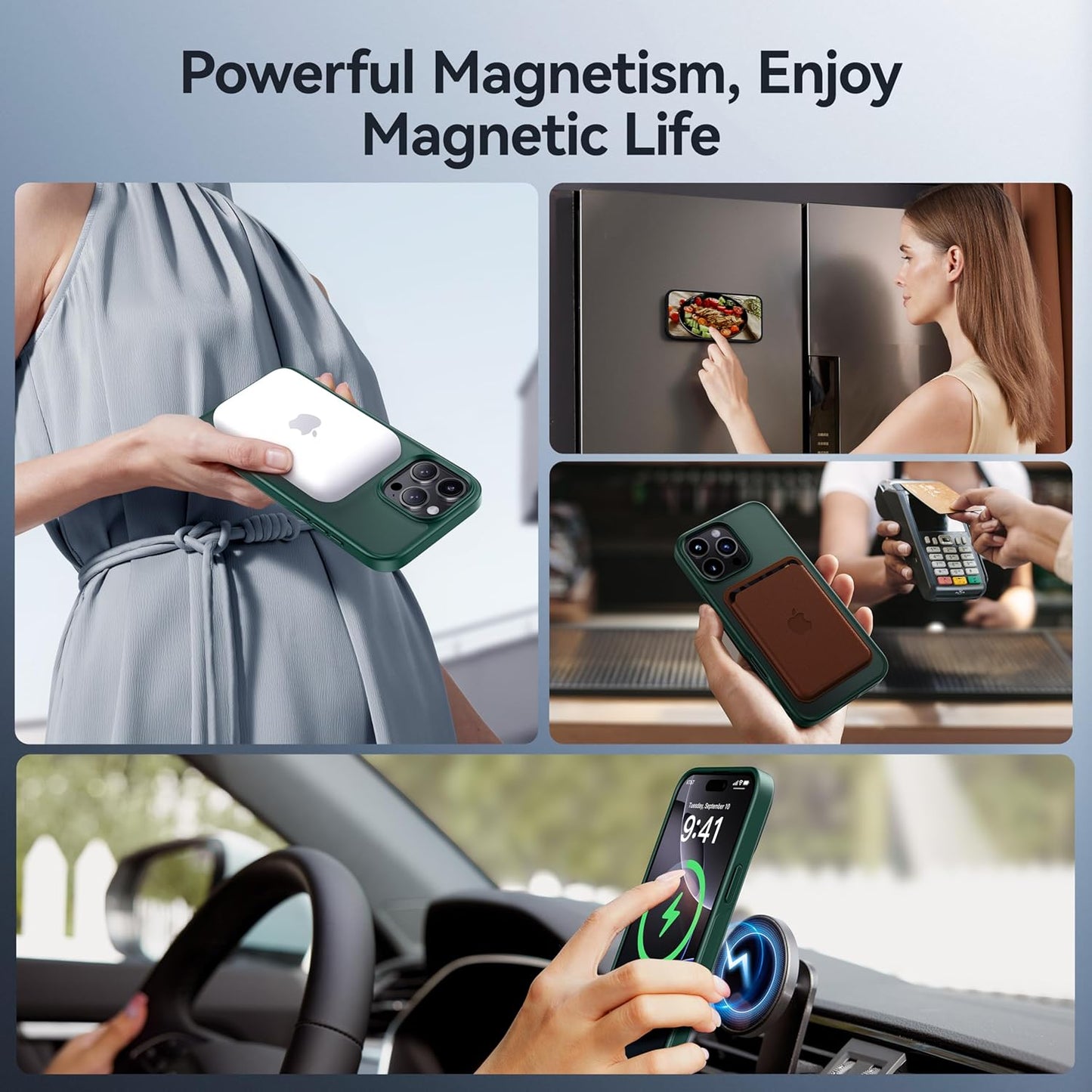 CASEKOO Designed for iPhone 16 Pro Max Case with Magnetic Invisible Stand [Military Drop Protection] [Compatible with MagSafe] Shockproof Slim Translucent Matte Promax Case 6.9 Inch, Green