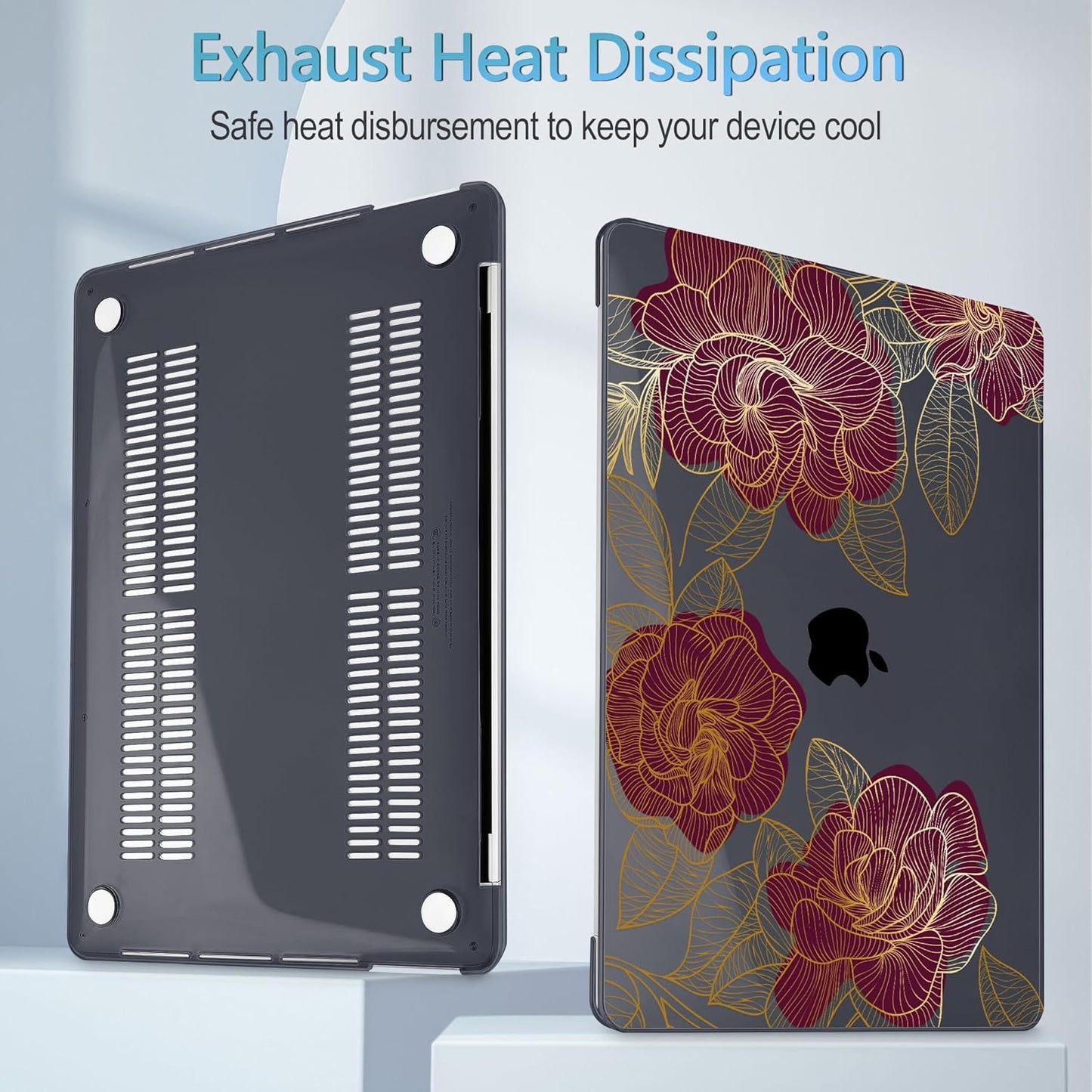 Mektron Case for MacBook Pro 16 Inch A2141 Cover 2019 Release 16" with Liquid Retina Display/Touch ID, Plastic Hard Shell with Keyboard Skin & Screen Protector & Dust Plug, A-Golden Rose