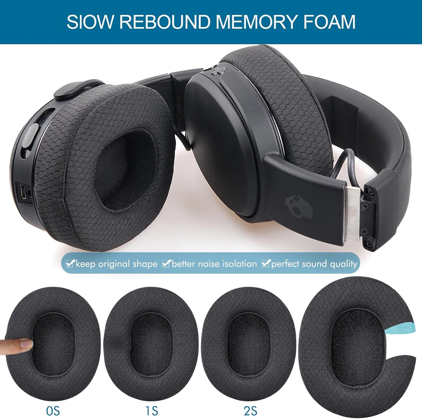 GEVO Ear Pads Replacement for Skullcandy Hesh 3 Hesh EVO Hesh ANC Headphone, Earpads Cushions for Crusher Wireless Crusher Evo Crusher ANC Headset with Memory Foam (Mesh)