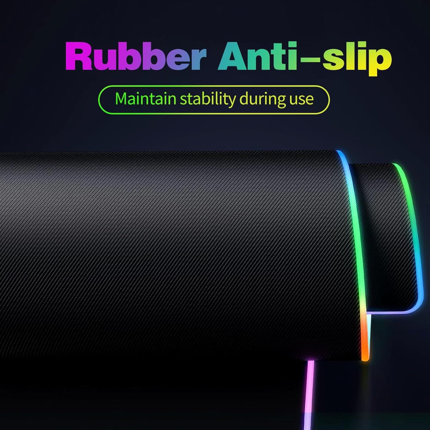 Galdas Gaming Mouse Pad XXL XL Large Long Extended Big Mousepad Non-Slip Rubber Keyboard Mouse Pad with Stitched Edges for Laptop Home Office (31.5x11.8x0.08 Inch) … (RGB Black)