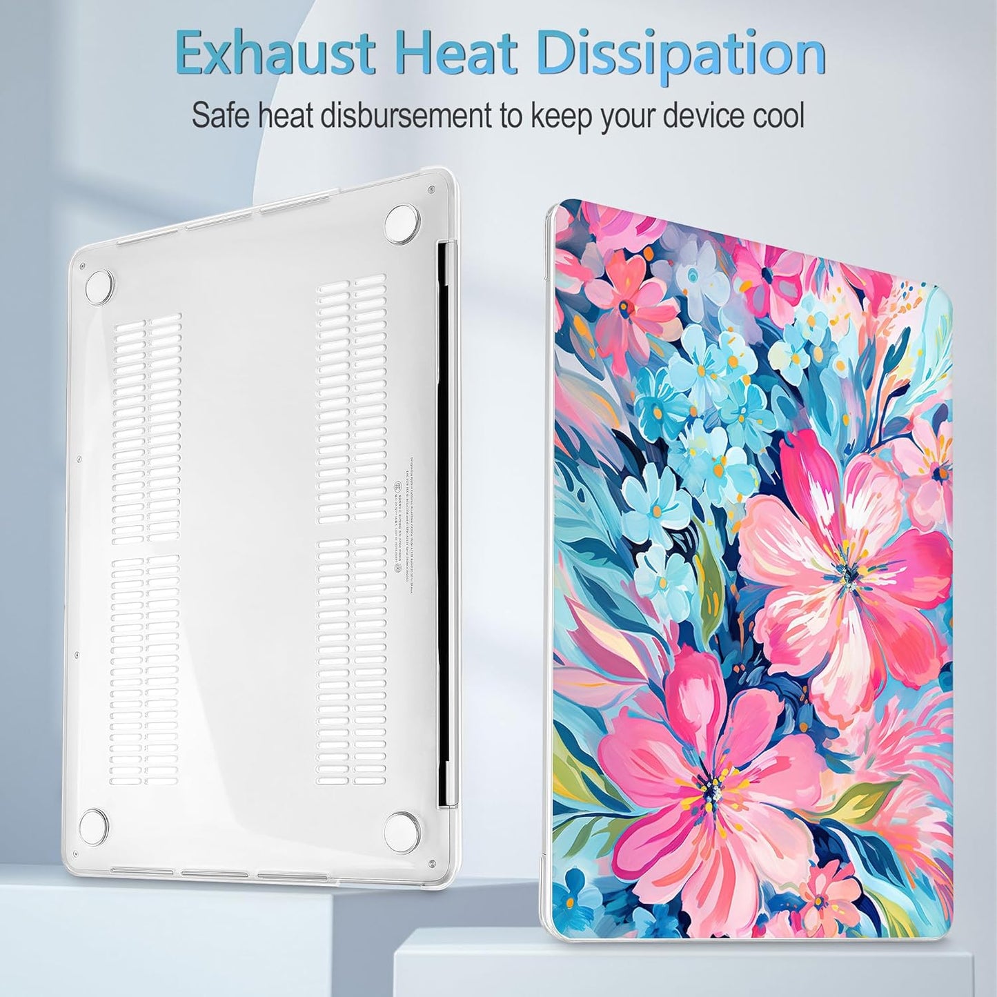 Mektron Case for MacBook Pro 16 Inch A2141 Cover 2019 Release 16" with Liquid Retina Display/Touch ID, Plastic Hard Shell with Keyboard Skin & Screen Protector & Dust Plug, Hand-Painted Flowers