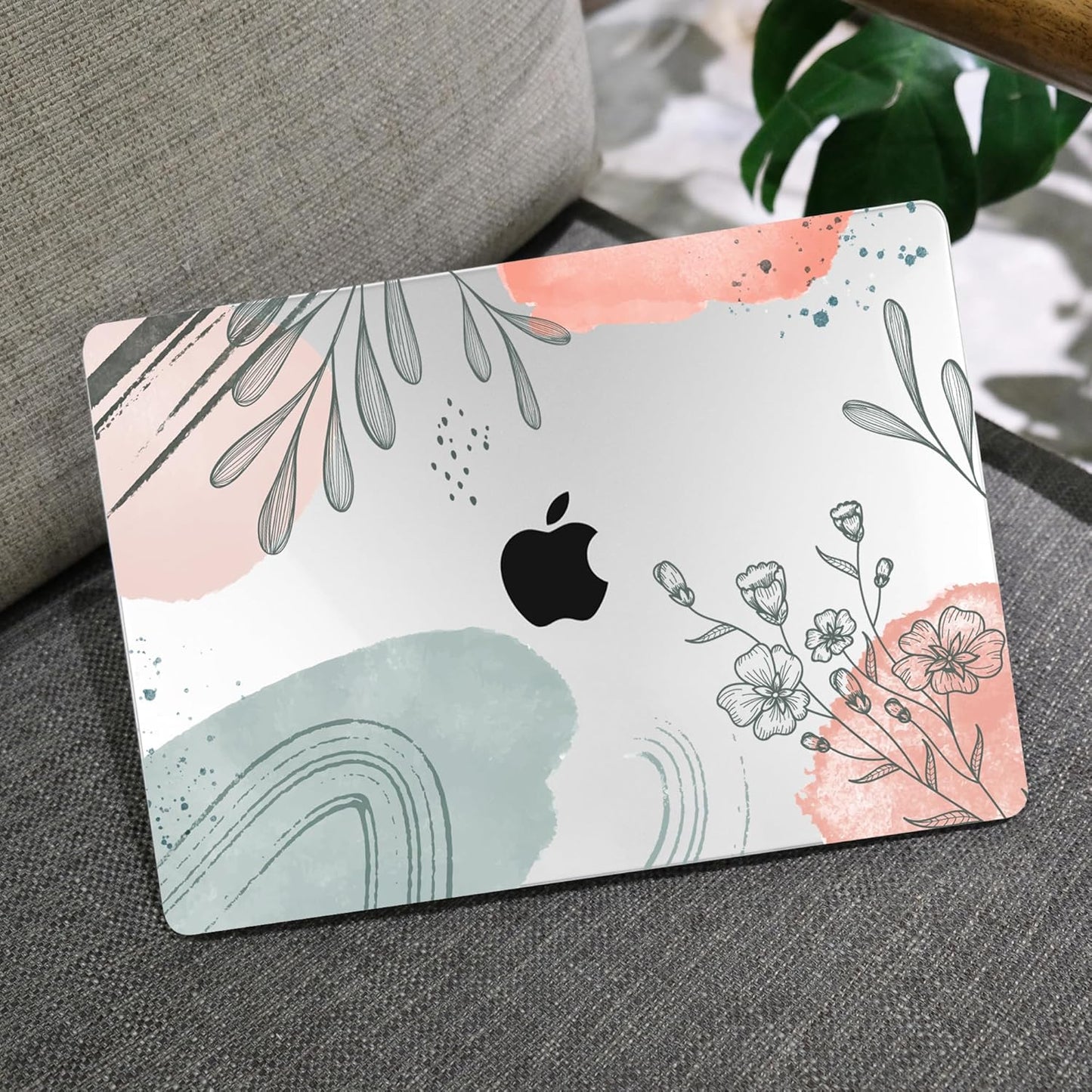 MEEgoodo for MacBook Air 13.3 inch Case 2021 2020 2019 2018 A2337 M1 A2179 A1932, Clear Case for MacBook Air M1 with Keyboard Webcam Cover & Trackpad Film & Type C Adapter,Watercolor Floral 3