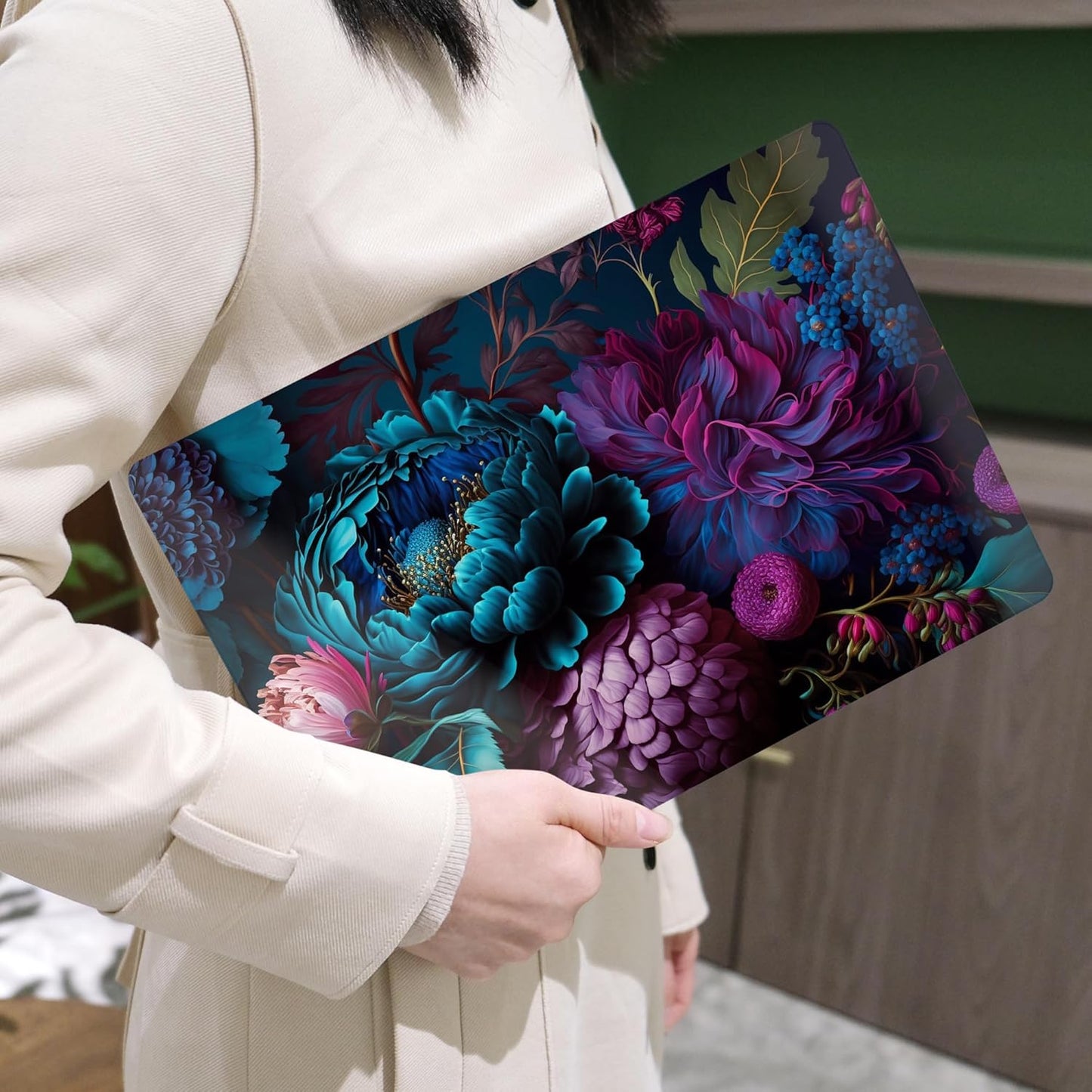 MEEgoodo Case for M4/M3/M2 MacBook Air 13.6 inch Case 2025 2024 2022, Fit Model A3240/A3113/A2681, Laptop Hard Shell with Keyboard Cover Compatible with MacBook Air 13 inch, Beautiful Fantasy Flower