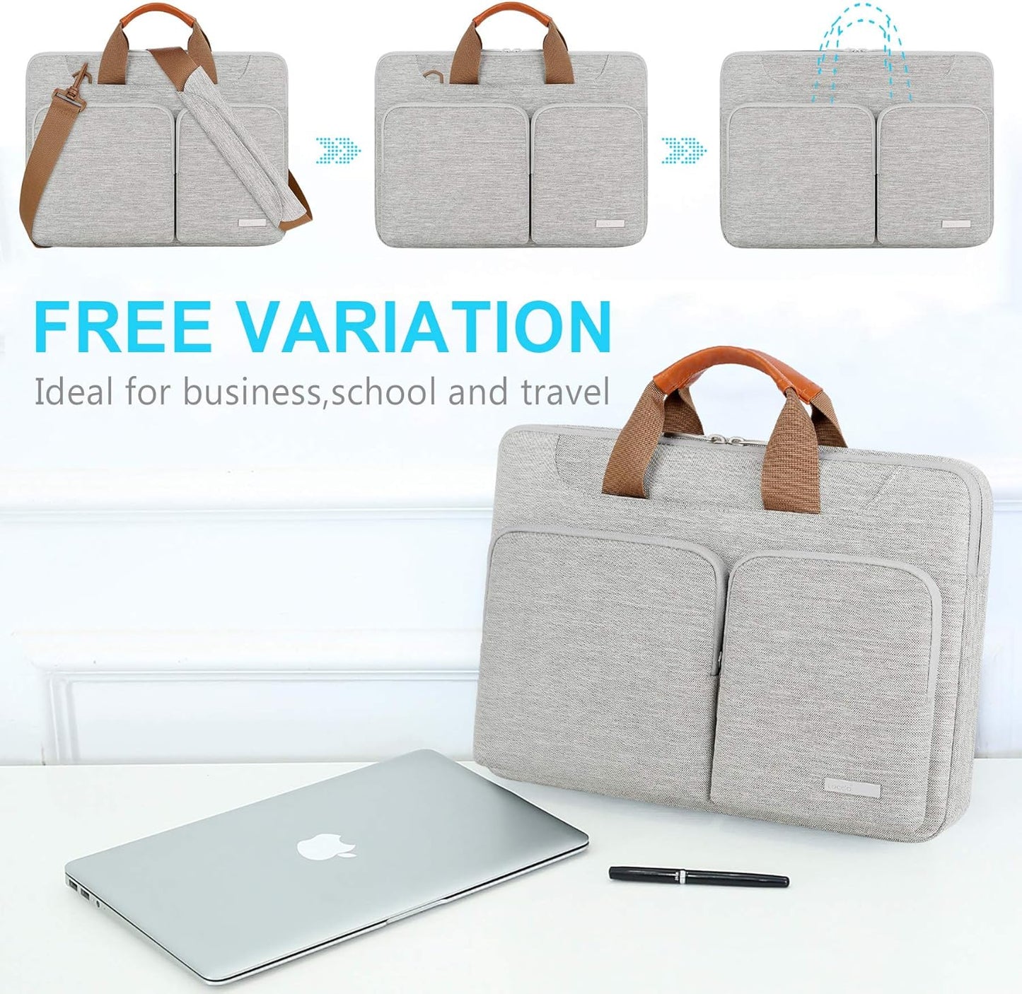 Lacdo 17 17.3 Inch Laptop Bag Women Men Sleeve Case for Dell/HP Envy/ASUS/Acer/Lenovo/LG/Razer Blade Pro 17/MacBook Pro 17, Computer Shoulder Messenger Bag Business Briefcase with Shoulder Strap, Gray