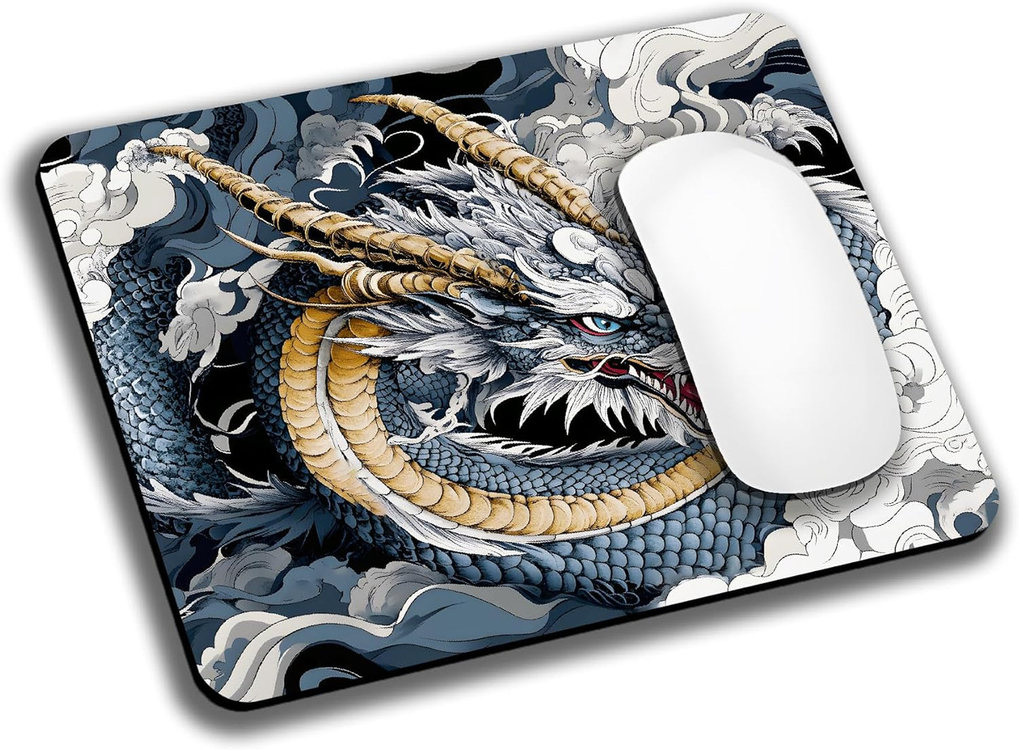 Japanese Anime Dragon Mouse Pads for Desk, Portable Wireless Computer Mouse pad Small Design with Women, Non-Slip Rubber Base Laptop Mousepad 9.5" x 7.9" Smooth Surface for Office & Travel