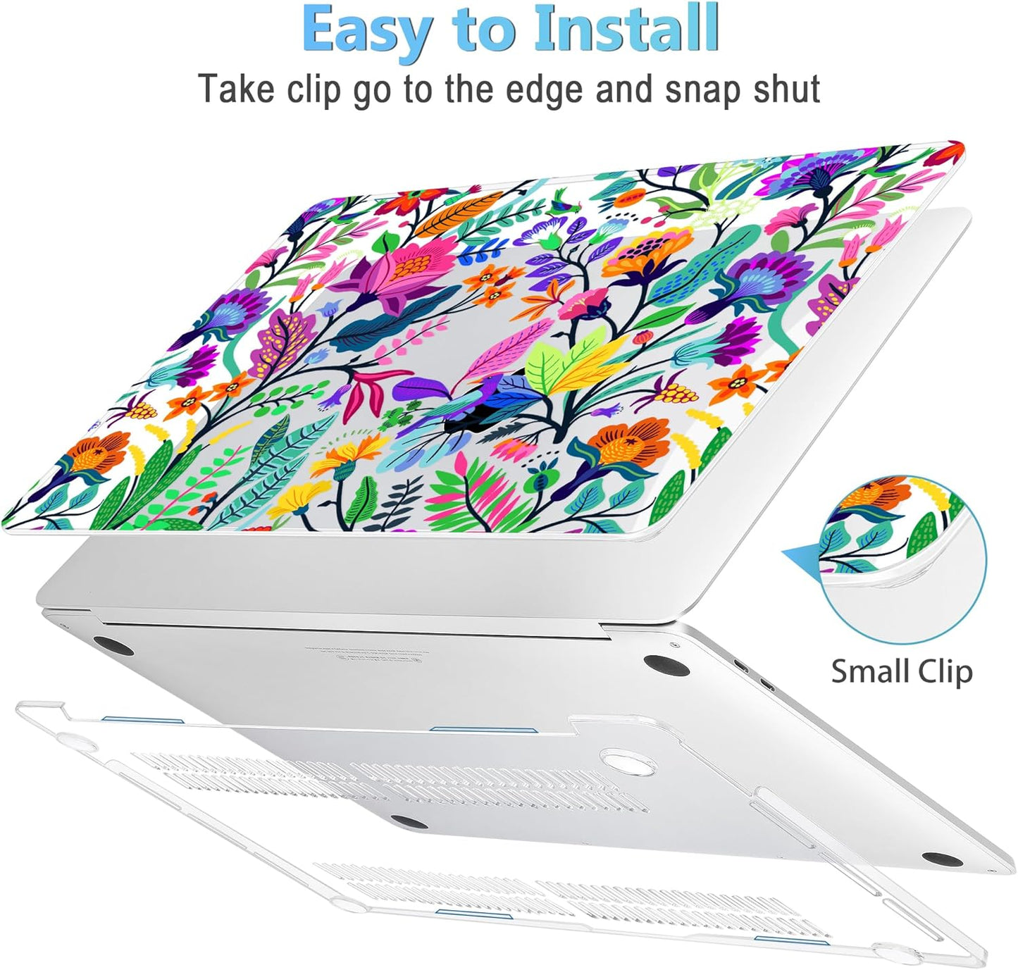 Mektron for MacBook Air 13 Case A1466/A1369 (2010-2017 Release), Snap-on Plastic Hard Shell Cover for MacBook Air 13.3 inch with Keyboard Cover,Bright-Coloured Flowers