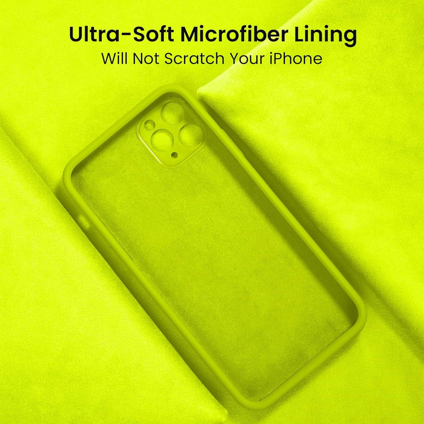 FireNova Designed for iPhone 13 Pro Max Case, Silicone [Camera Protection] Phone Case with [2 Screen Protectors], Soft Anti-Scratch Microfiber Lining Inside, 6.7 inch, Fluorescent Green