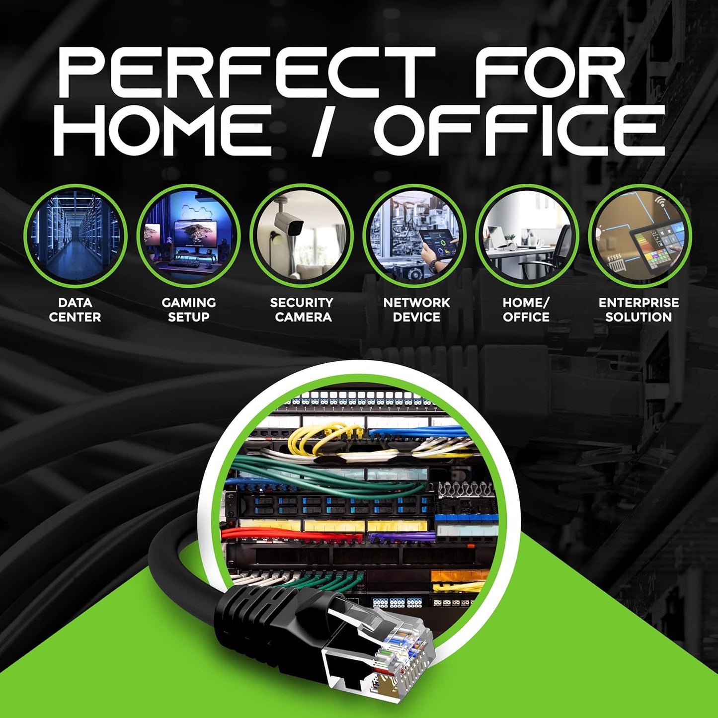 GearIt 24-Pack, Cat5e Ethernet Patch Cable 5 Feet - Snagless RJ45 Computer LAN Network Cord, Black