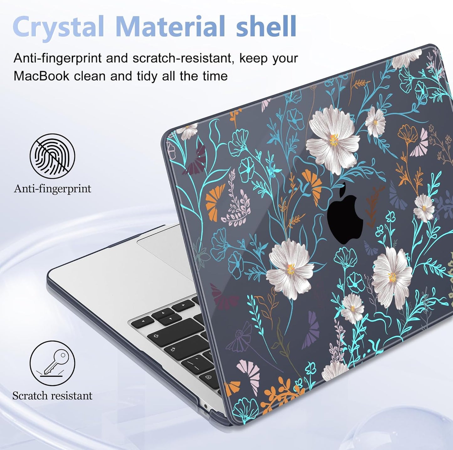 Case for MacBook Air 15 Inch 2025 2024 2023 Release M4 A3241 M3 A3114 M2 A2941, Hard Shell with Screen Protector & Keyboard Cover, Compatible with Touch ID, Rustic Flowers