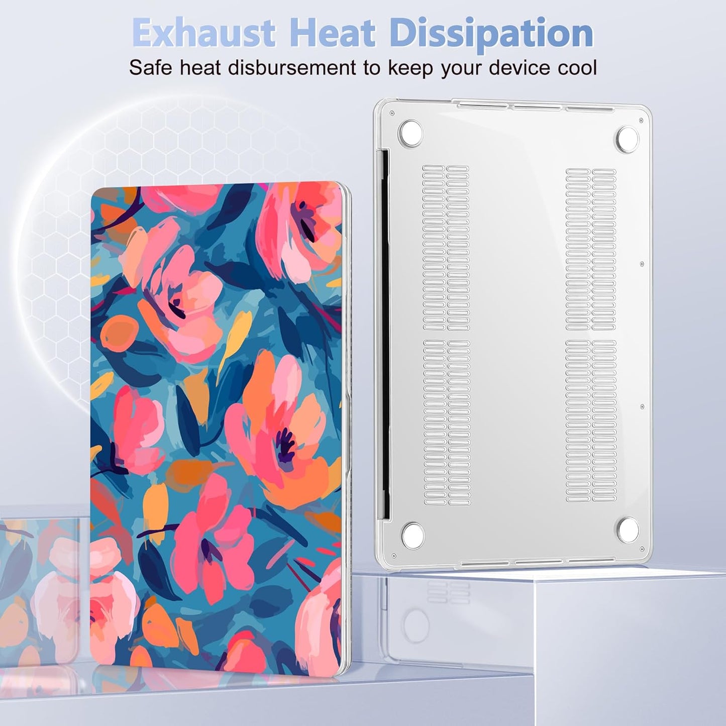 Case for MacBook Pro 13 inch with/Without Touch Bar (2016-2022, M2 A2338 M1 A2289 A2251 A2159 A1989 A1706 A1708), Hard Shell + Keyboard Cover + Dust Plug, Flowers Print