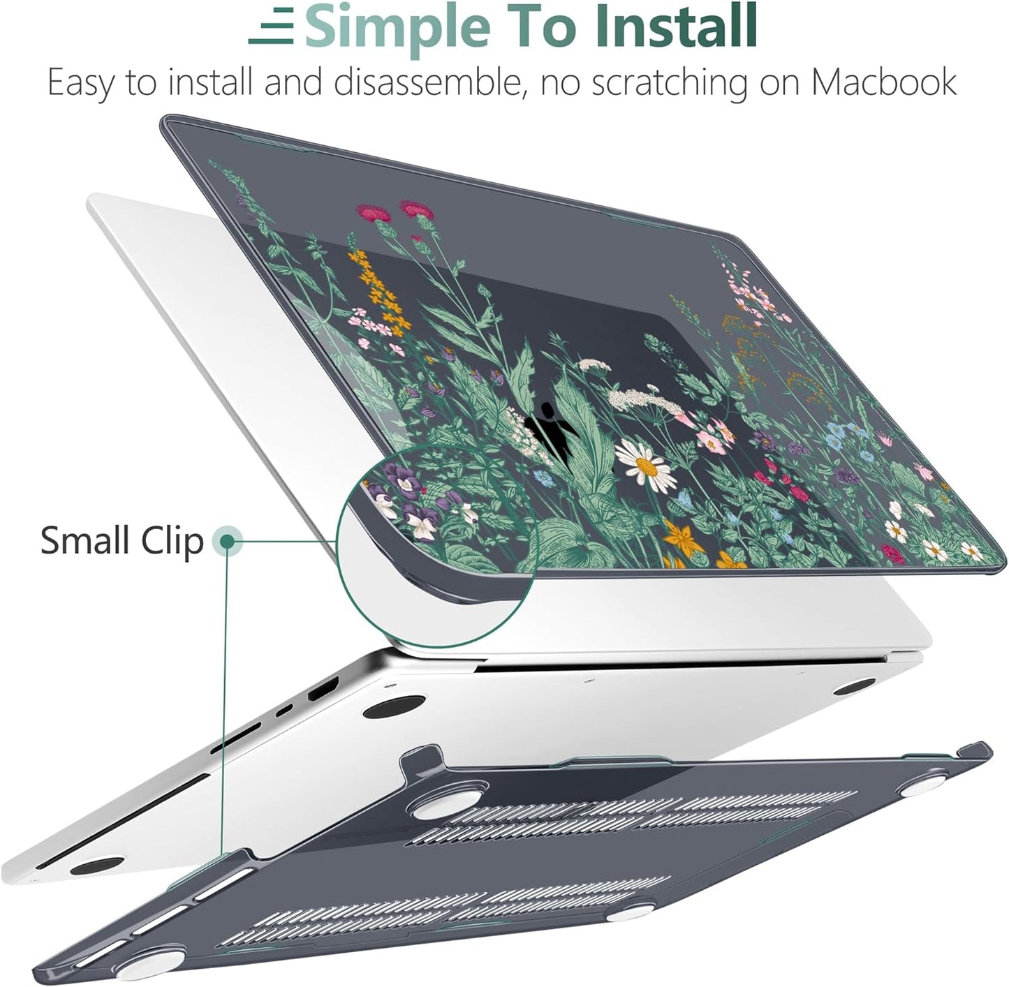 DONGKE for M4 MacBook Pro 16 Inch Case 2024 2023 2021 A3403 A3186 M3 A2991 M2 A2780 M1 A2485 Pro/Max Chip, Plastic Hard Shell Case & Keyboard Cover for Mac Pro 16 with Touch ID, Black Garden Florals