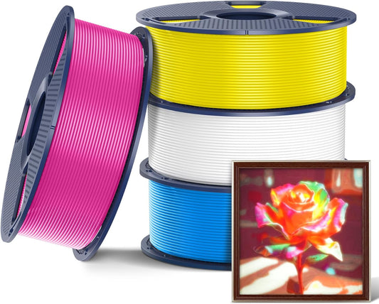 SUNLU CMYK PETG Printing Filament 1.75mm 4kg Bundle,Compatible with AMS and Regular FDM 3D Printers.Individually Vacuum Packed,4kg in Total,1kg per Spool,4 Packs,White+Cyan+Magenta+Yellow.