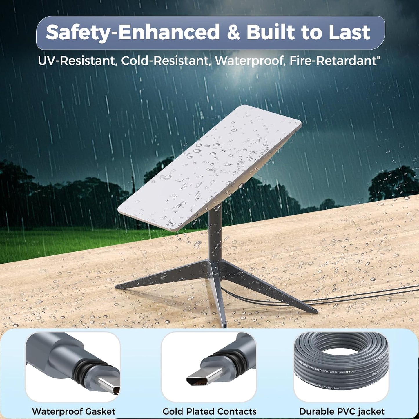 for Starlink Gen 2 Cable 150FT, Waterproof Replacement Cable for Starlink Gen 2 Standard Kit, Fast & Stable Starlink Ethernet Cord for Rectangular Satellite V2